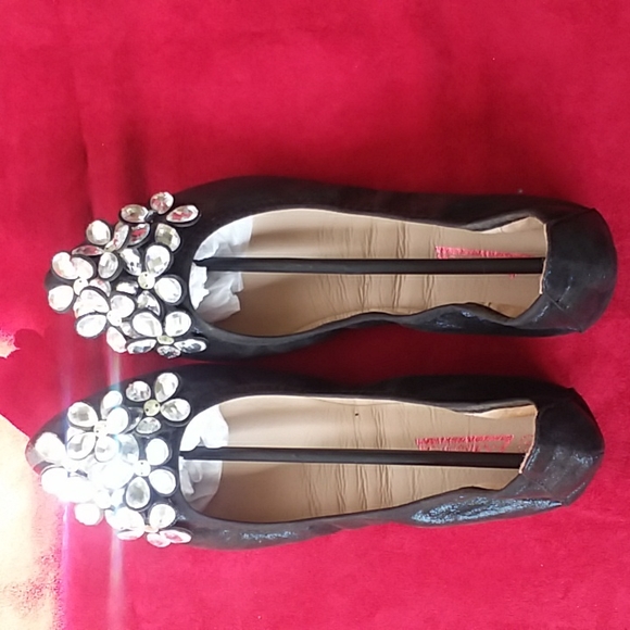 Modenpeak Shoes - Modenpeak Spring and Summer Design Black with Crystal Accents Flats